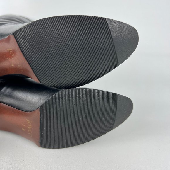 Joyce Vintage Womens Narrow Black Leather Tall Heeled Boots Vtg 80s size 7N - Picture 13 of 16